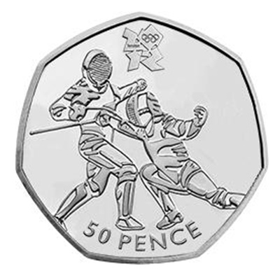 2011 50p - London 2012 Olympics - Fencing - Click Image to Close